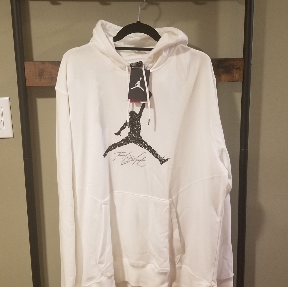 Men's white hooded Jordan Flight Sweatshirt 2XL